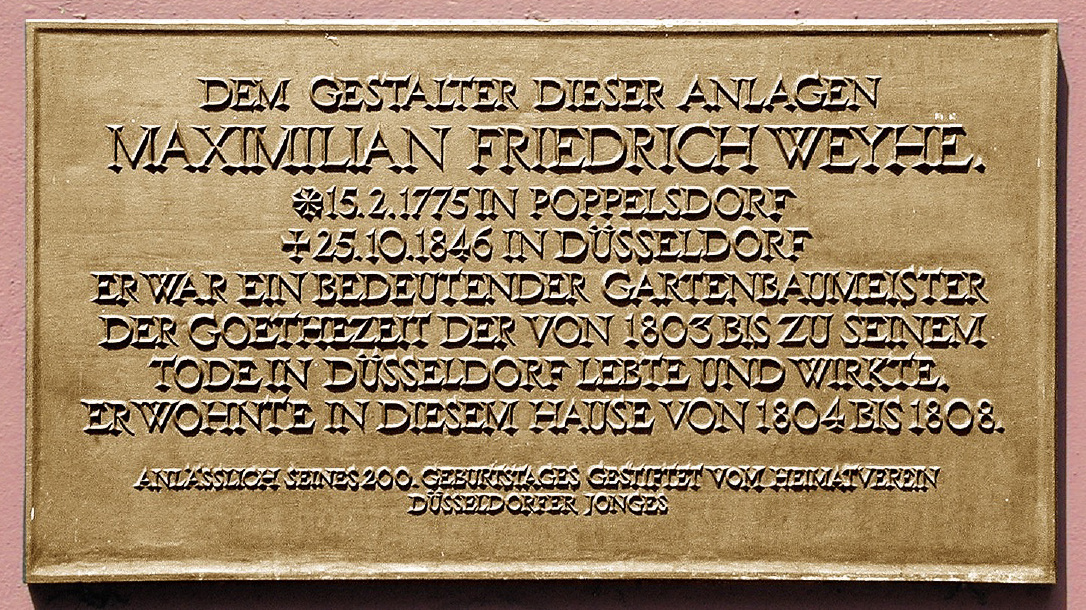 Gedenktafel „Maximilian Friedrich Weyhe“ Düsseldorfer Jonges